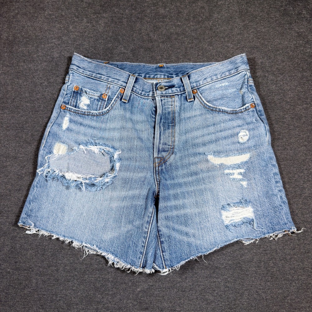 Levi's Light Blue Distressed Denim Jean Shorts